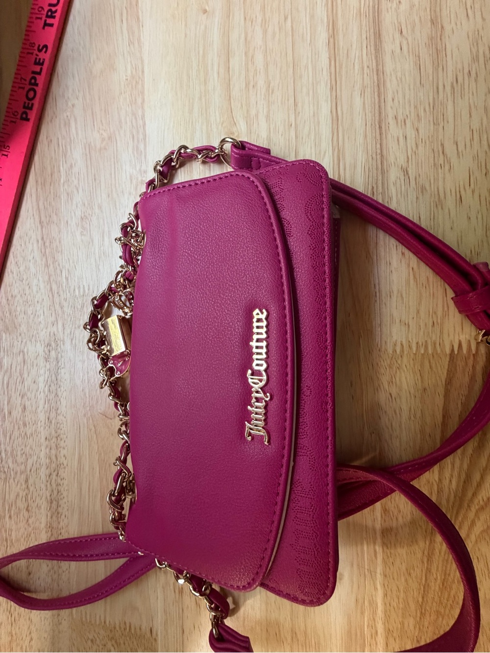 Juicy Couture Fuchsia Chain-Accent Crossbody Bag
